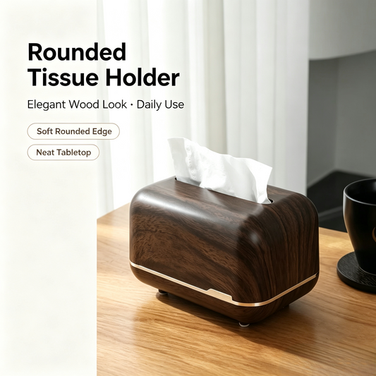 Walnut Wood Grain Tissue Box Dispenser, Decorative Rectangular Facial Tissue Holder for Bathroom, Kitchen &amp; Office