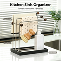 3-Tier Kitchen Dish Cloth Drying Rack, Stainless Steel Countertop Towel Holder with Detachable Drip Tray