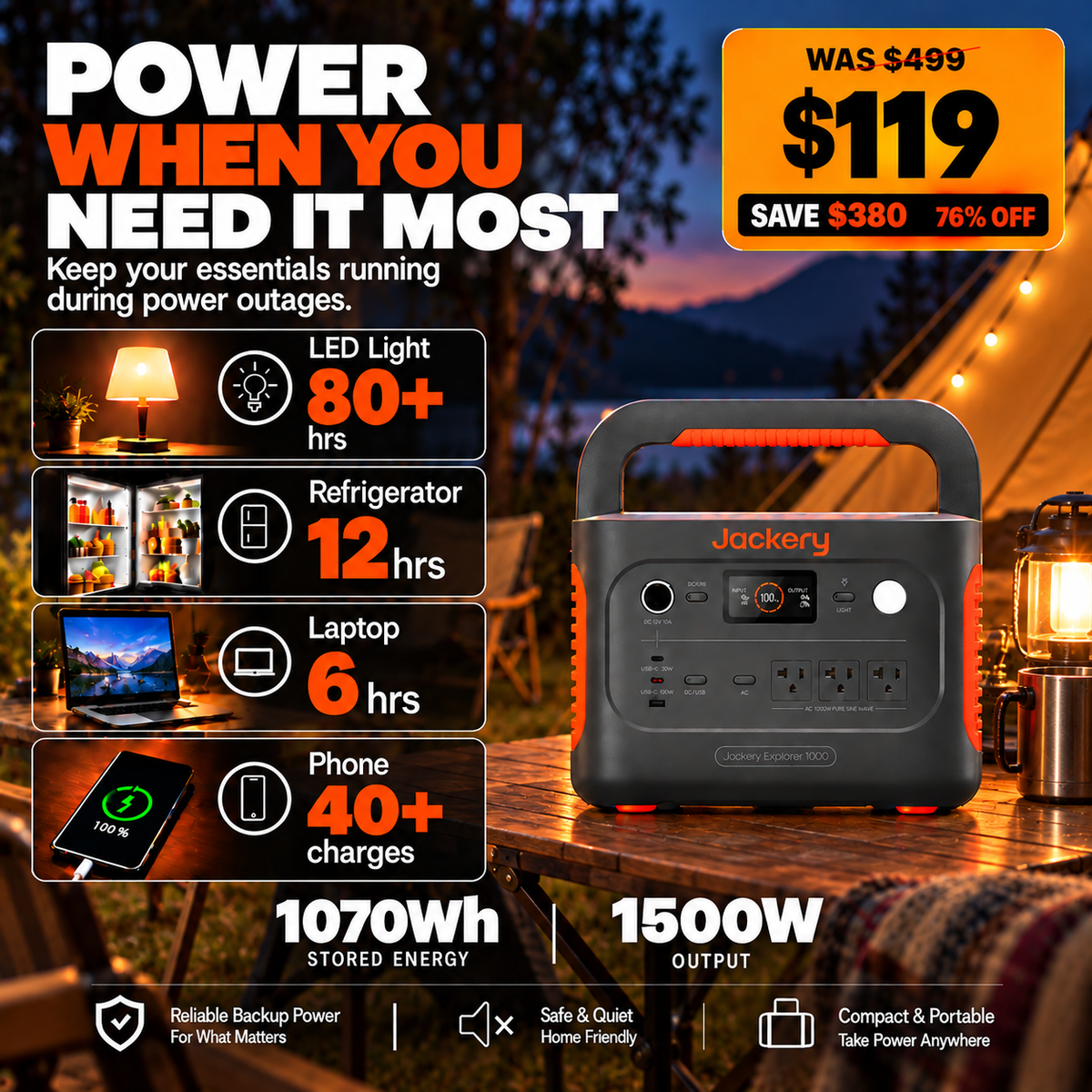 1070Wh Solar Generator Kit + FREE 200W Solar Panel (Limited BOGO)