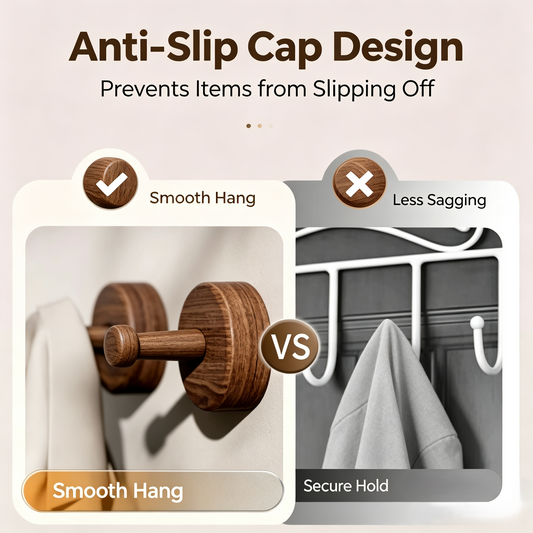 Wall Mounted Wood Grain Adhesive Hooks, Heavy Duty Aluminum Alloy Wall Hangers for Coat, Towel and Bag