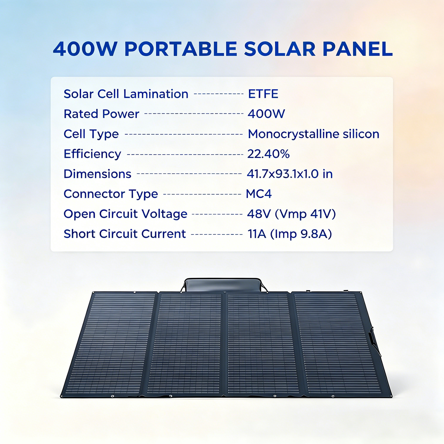 400W Portable Foldable Solar Panel with Stand - IP68 Waterproof