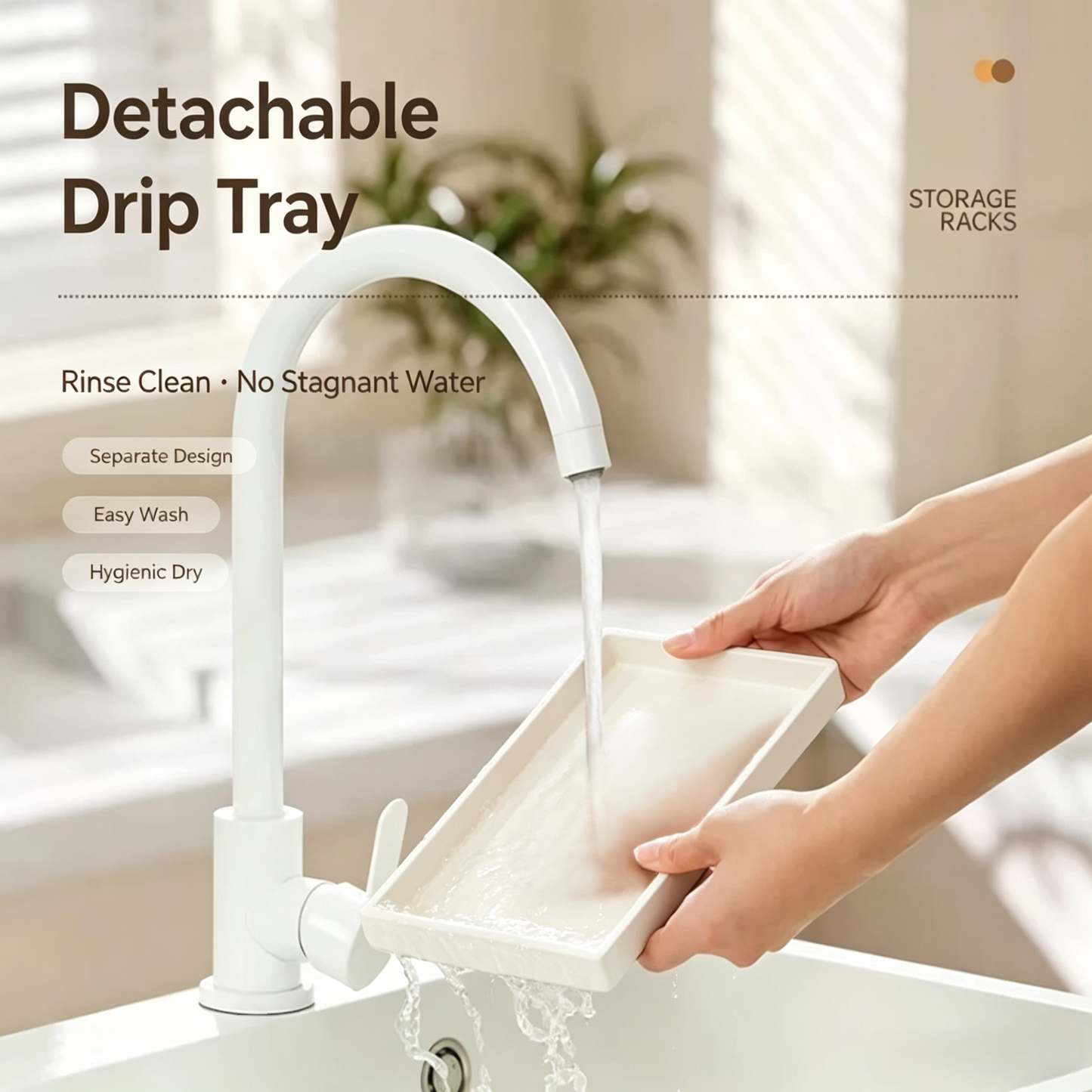 3-Tier Kitchen Dish Cloth Drying Rack, Stainless Steel Countertop Towel Holder with Detachable Drip Tray